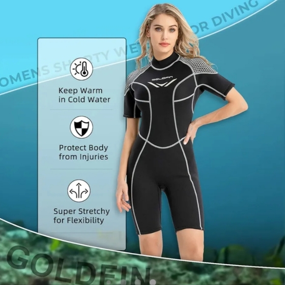 Goldfin Women's Shorty Wetsuit, 3mm Neoprene - black - Picture 11 of 12